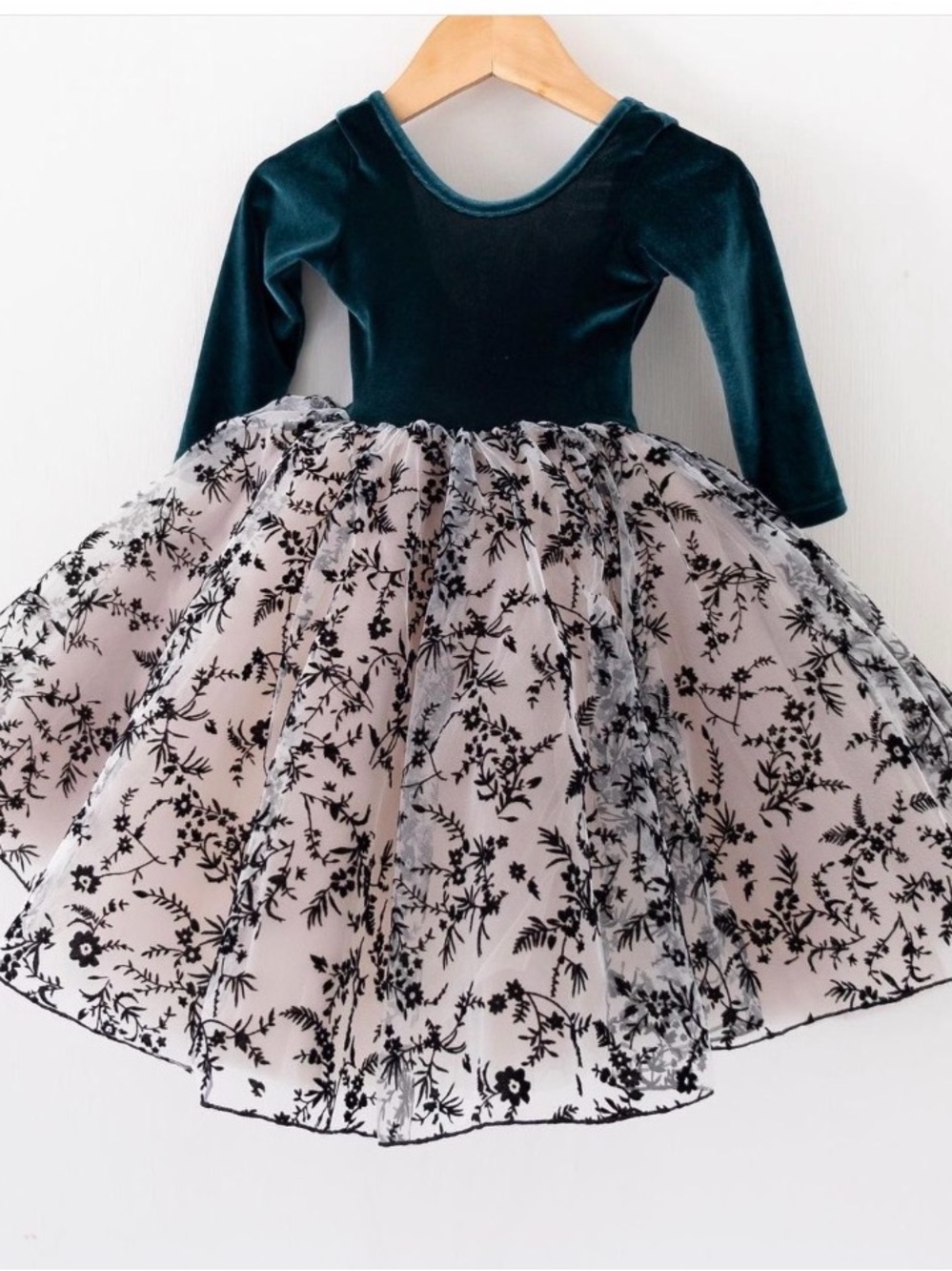 Pleiades Juniper Emerald Green Foral Tulle Dress Sz 6